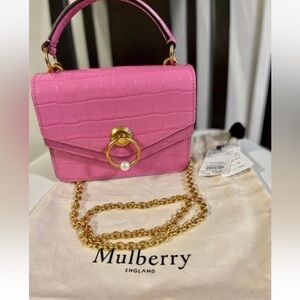 Mulberry Pink Mini Bag with Gold Chain